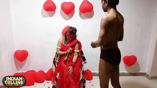 Fucking My Sexy Indian Girlfriend On Valentines Day In Red Sari