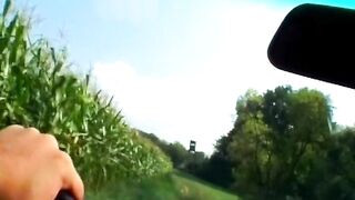 An amazing German blonde riding a hard dick in the field