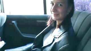 German beauty masturbating in the back of the car