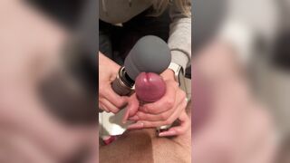 MILF gives an Intense Orgasm using a Vibrating Male Masturbator