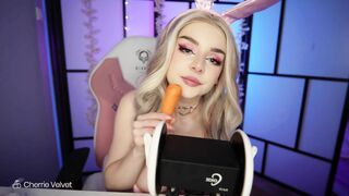 ASMR Busty Bunny Blowing a Carrot is Craving Your Cock JOI