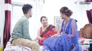 Desi Indian husband teaches you how to satisfy two desi wives at the same time ( Full Threesome Movie )