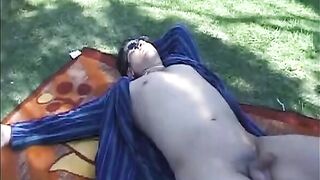 Short haired chick from Germany fucking on a picnic