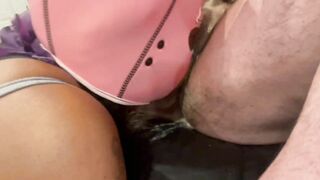 Ebony Piggy Makes Her Own Slop. Facefucking, Puke Eating, Ball Licking, Ass Eating.