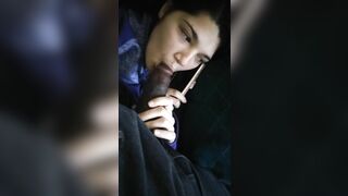 Sucking BBC while on the phone with mom