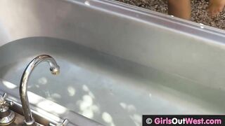 Lovely Aussie girls have lesbian sex in the bathtub