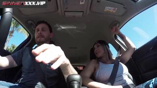 AUBREY BLACK FAKE UBER ROUGH SEX IN CAR AND DRIVING BLOWJOB
