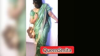 Fantasy Role About A Tamil Amma Wearing Green Saree and Comforting Her Step Son