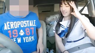 Cute Japanese Idol?Rich in-car sex in the parking lot . Pleasant large amount of Creampie.