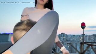 Outdoor Leggings Pussy Worship Femdom on Rooftop