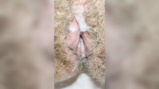 She dripping his cum and pissing after sex ???? Delicious pussy close up