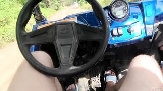 Horny Teacher strokes and sucks the cock of her ATV driver while driving