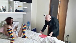 Stepdaughter getting sucked by her naughty stepdad!