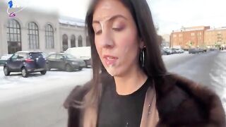 Stunning beauty gets a stranger's cum on her face in public, for a big reward - Cum Public Walk (Katty West)