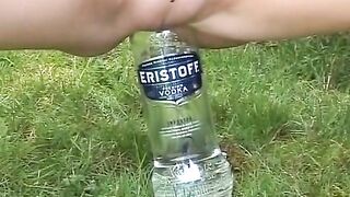 Amateur German teen swallows cum after outdoor fuck