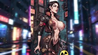 Cyberpunk girl with cum all over body