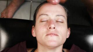 Dirty Dees blasted with homemade amateur huge load in eyes facial cumload.