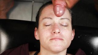 Dirty Dees blasted with homemade amateur huge load in eyes facial cumload.