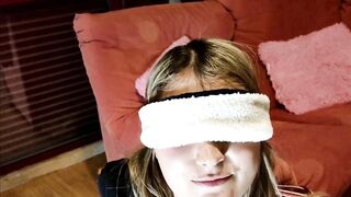 Blindfolded hot wife receives two surprise cocks, creampie in her pussy and double cumshot on her face