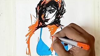 Erotic Abstract Art Or Drawing Of A Sexy Indian Bhabhi