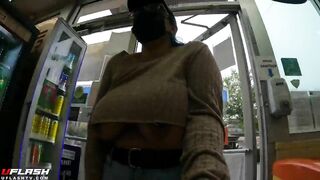 Whore walk in public whit hanging big boobs