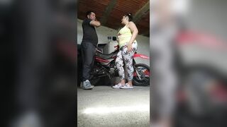 He ended up convincing my stepson to leave the bike, give him a good blowjob and fuck my fat ass until my face is full of milk