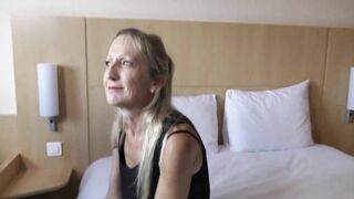 Katy, a 55 year old mature blonde, gets fucked without limits by a black guy