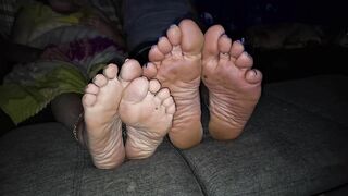 Showing off our soles and toes while we watch TV Pt.1