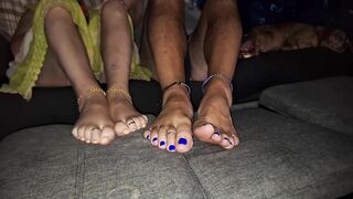 Showing off our soles and toes while we watch TV Pt.1