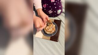stepdaddy cumming on a cinnabon for baby to eat