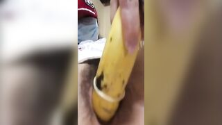 Chinese Slut Puts Banana Up Pussy