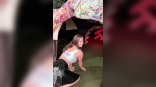 PUBLIC UPSKIRT pussy flashing at Meow Wolf in Vegas