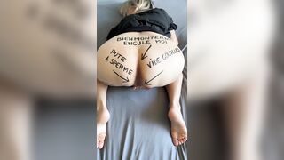 Ass fuck me like an empty balls I'm a whore to cum writing on slut body Dedication offered for Bienmonter44 cum pussy