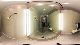 VR Try On Haul transparent clothes at the mall. Video VR 360 See thru clothes in fitting room. VR video with Alice Dali.