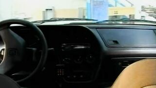 Astonishing redhead babe assfucked in the car