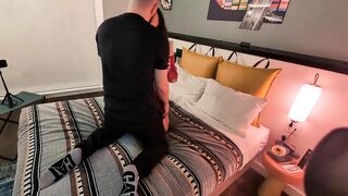 Amateur couple fuck in hotel before rave with big cum shot on pussy and keep fucking