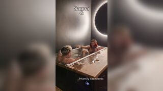 Slut Wife Sucks Cock and Swallows Cum in the Sauna & Cold Plunge