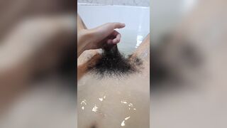 Hairy Girl Washing Her Big Bush