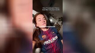 18yo dressed in FC Barcelona jersey likes blowjob and deep creampie