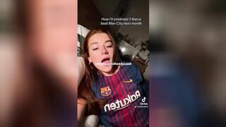 18yo dressed in FC Barcelona jersey likes blowjob and deep creampie