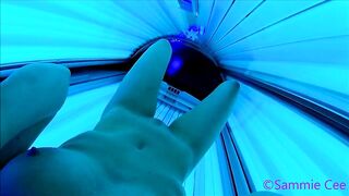 Public Tanning Booth Finger & Dildo Fuck