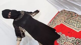 Arabic sexy hot girl wearing black hijab in house doing sensual dance, Desi Indian slut Amrozia shaking tits and ass on Arabic music