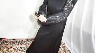 Arabic sexy hot girl wearing black hijab in house doing sensual dance, Desi Indian slut Amrozia shaking tits and ass on Arabic music