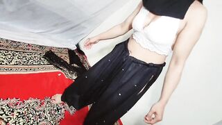 Arabic sexy hot girl wearing black hijab in house doing sensual dance, Desi Indian slut Amrozia shaking tits and ass on Arabic music