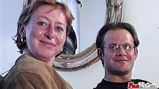 Horny short haired milf in nylons Marlene Schuster gets fucked and facialized in this retro movie