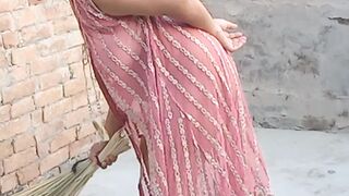 Lovely A Hot girl cleaning house with sexy dress