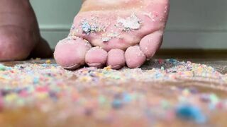 Mommy Crushes Cereal with Her Feet