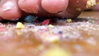 Mommy Crushes Cereal with Her Feet