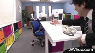 Petite JAV girl lets her coworker remotely control her toy