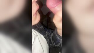 Pretty college girl took me to the basement and I cum in her mouth